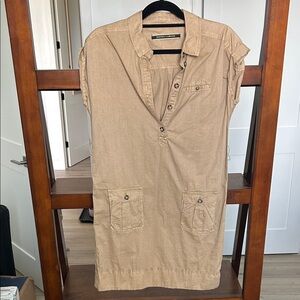 Daughters of the Liberation Casual Tan Button-Up Dress XS